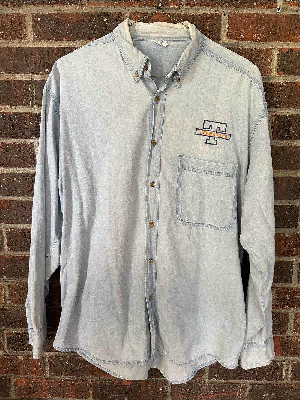 Vintage 1990s Tennessee Volunteers Light Wash Denim Button Down Shirt